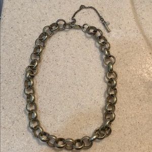 Antique gold colored link choker necklace